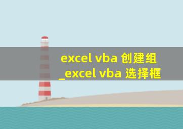 excel vba 创建组_excel vba 选择框